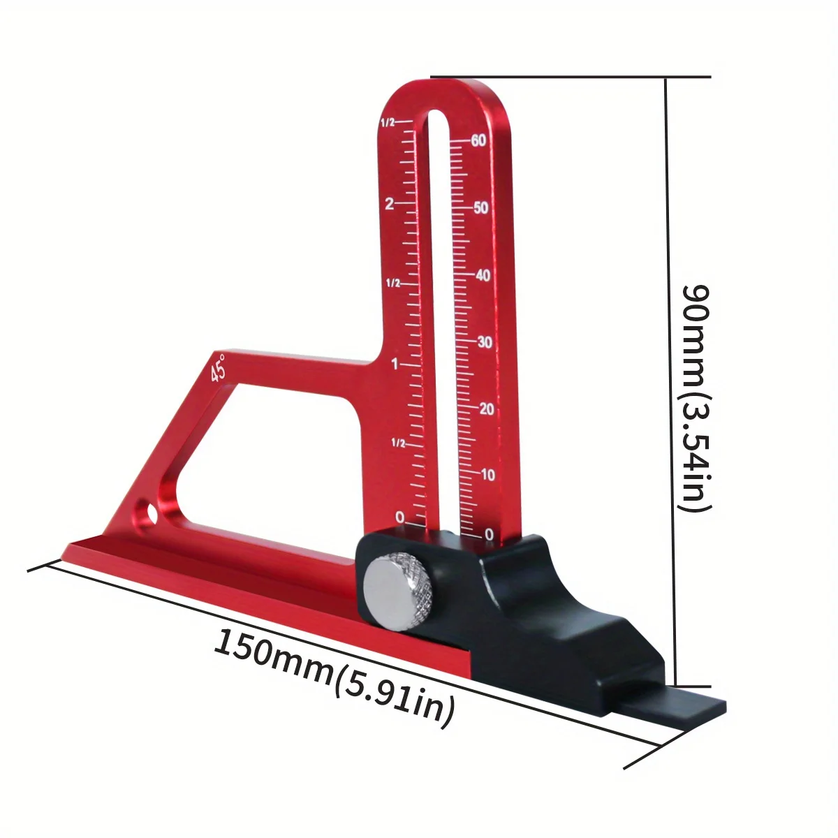 Table Saw Depth Gauge Adjustable 0-60mm with Metric & Inch Scale Aluminum Setting Up Blade Router Bits Height Measuring