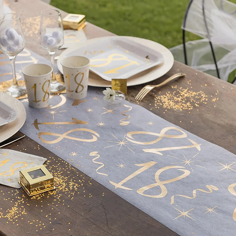 

18th Shiny Gold Birthday Table Runner Table Cover Happy Birthday Party Decorations For Adults Home 18st Bithday Table Decor