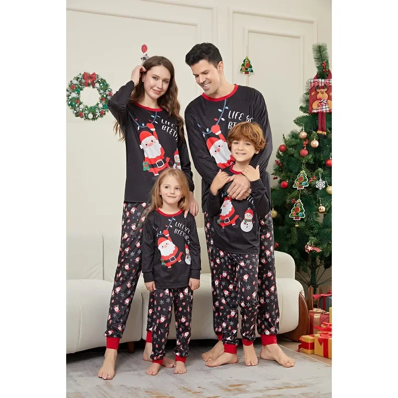 thumbnail image 2 of Nuevo conjunto de pijamas con estampado de Papá Noel y dibujos animados para toda la familia, suaves conjuntos a juego para padres e hijos, lindo pijama para bebé y perro, regalo de Navidad, 2 of 5