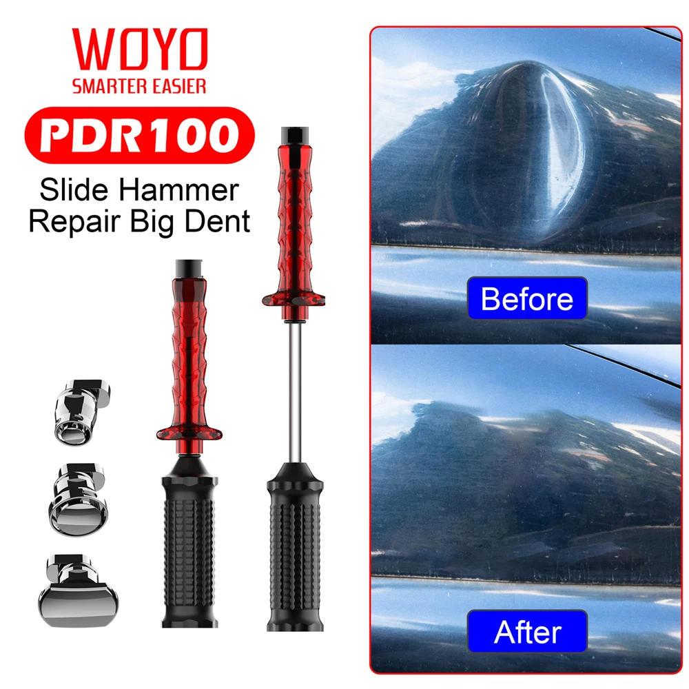 WOYO PDR100 자동차 시트 금속 도구, 무도장 콜드 접착제 덴트 수리 풀링 키트, 덴트 우박 피트 PDR 도구
