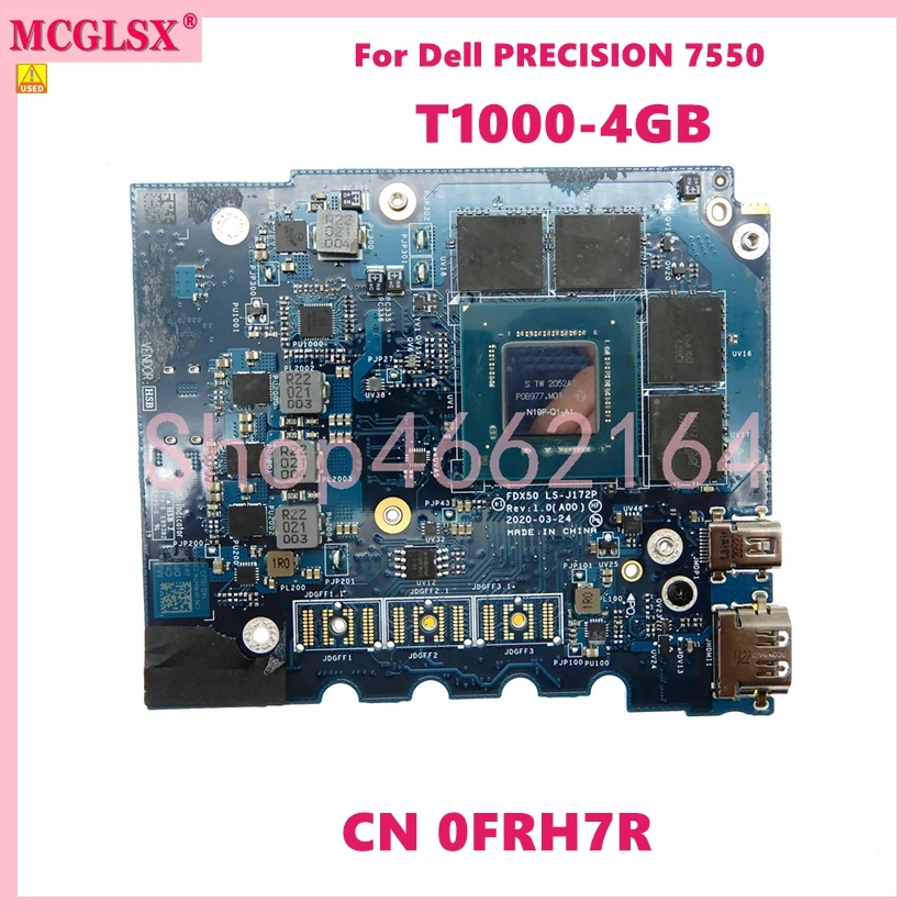 T1000 4Gb N19P-Q1-A1 Fdx50 Ls-J172P Scheda Grafica Video Cn:0 Frh7R Per Scheda Madre Portatile Dell Precision 7550 Spedizione Gratuita Usata