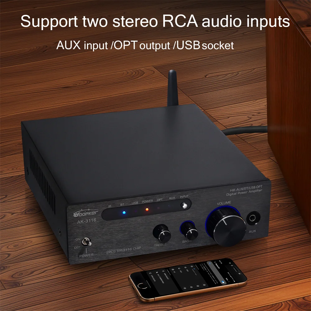 TPA3116D2*2 Subwoofer Bluetooth Amplifier AK3116 100W*2 HiFi 2.0 Digital Audio P