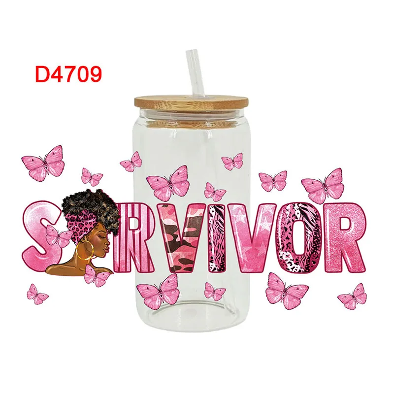 UV DTF Transfer Sticker Black Girl For The 16oz Libbey Glasses Wraps Bottles Cup Can DIY Waterproof Decals D3607