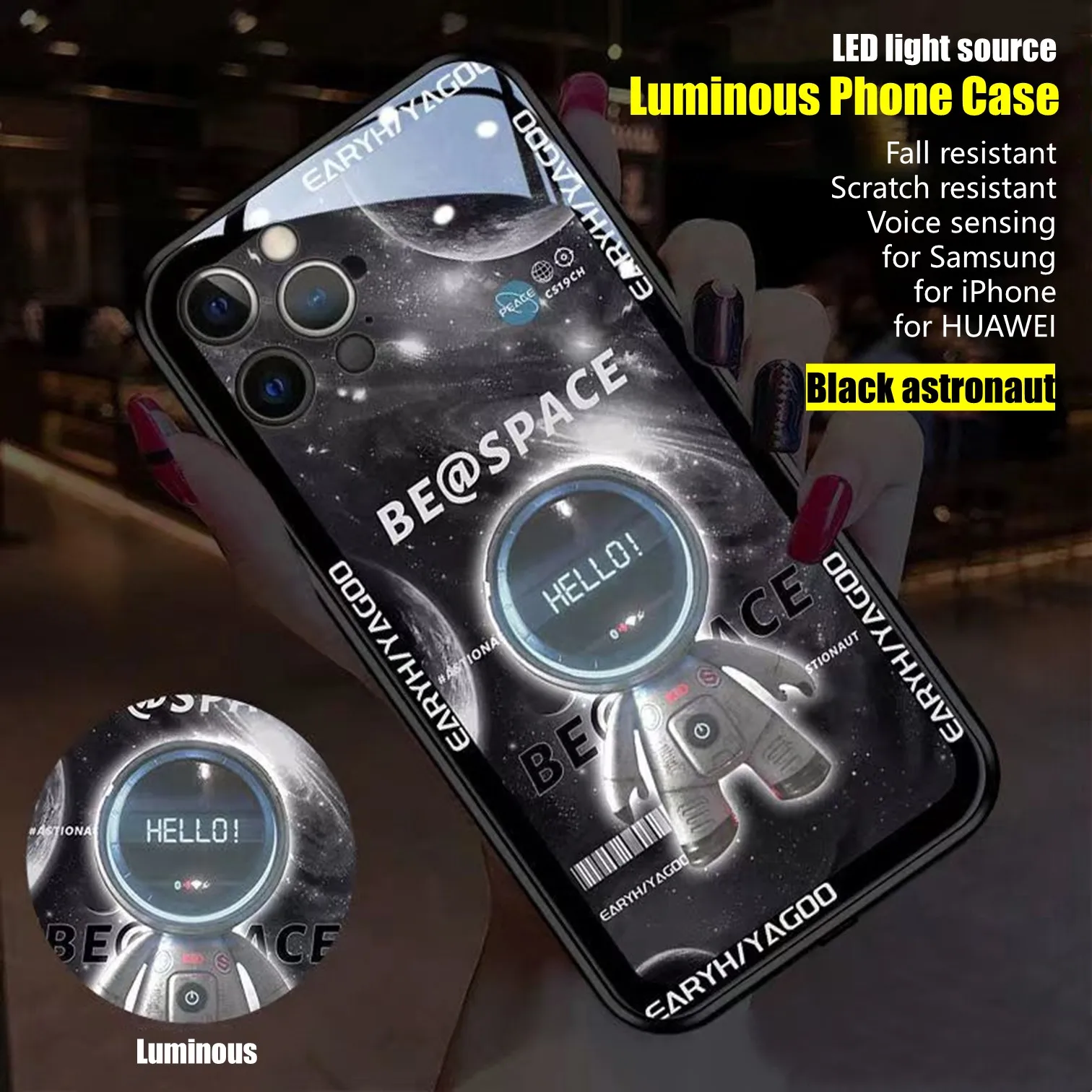 

Светящийся светодиодный чехол из закаленного стекла для iPhone 11 12 13 14 X Xr Xs Pro Plus, 7 цветов