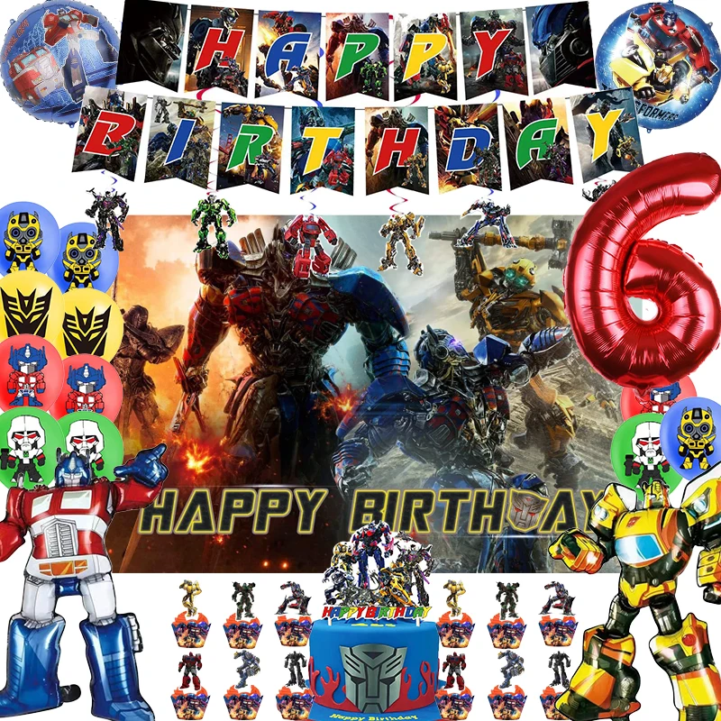

Transformation Birthday Party Supplies Balloon Tableware Banner Backdrop Cake Topper Party Decoration Baby Shower
