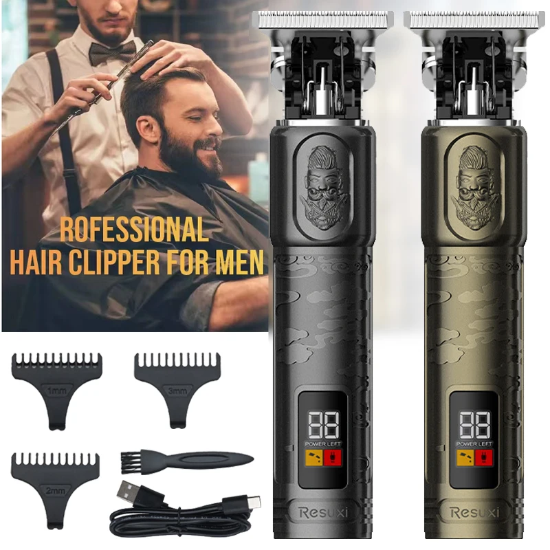 T9 LCD Electric Hairdresser Oil Shaving Head Electric Pusher Carving Pusher Clipper Hair Precision Trimmer Men Care