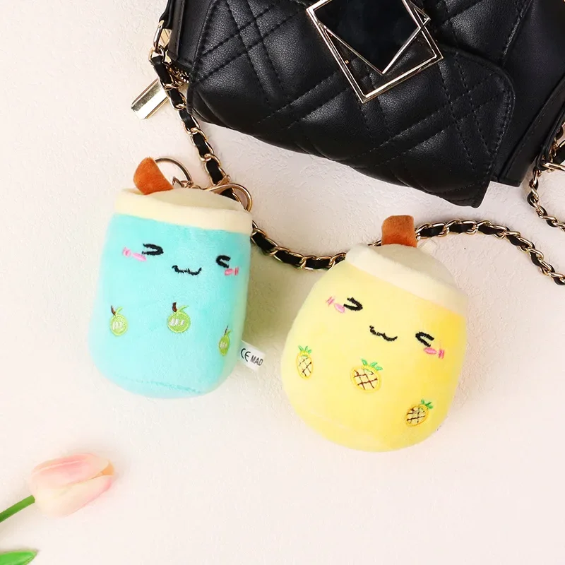 Cute Fruit Milk Bubble Tea Plush Doll Keychain Kawaii Soft Stuffed Plushies Toys Bubble Tea Keychain Backpack Pendant Girl Gifts 6
