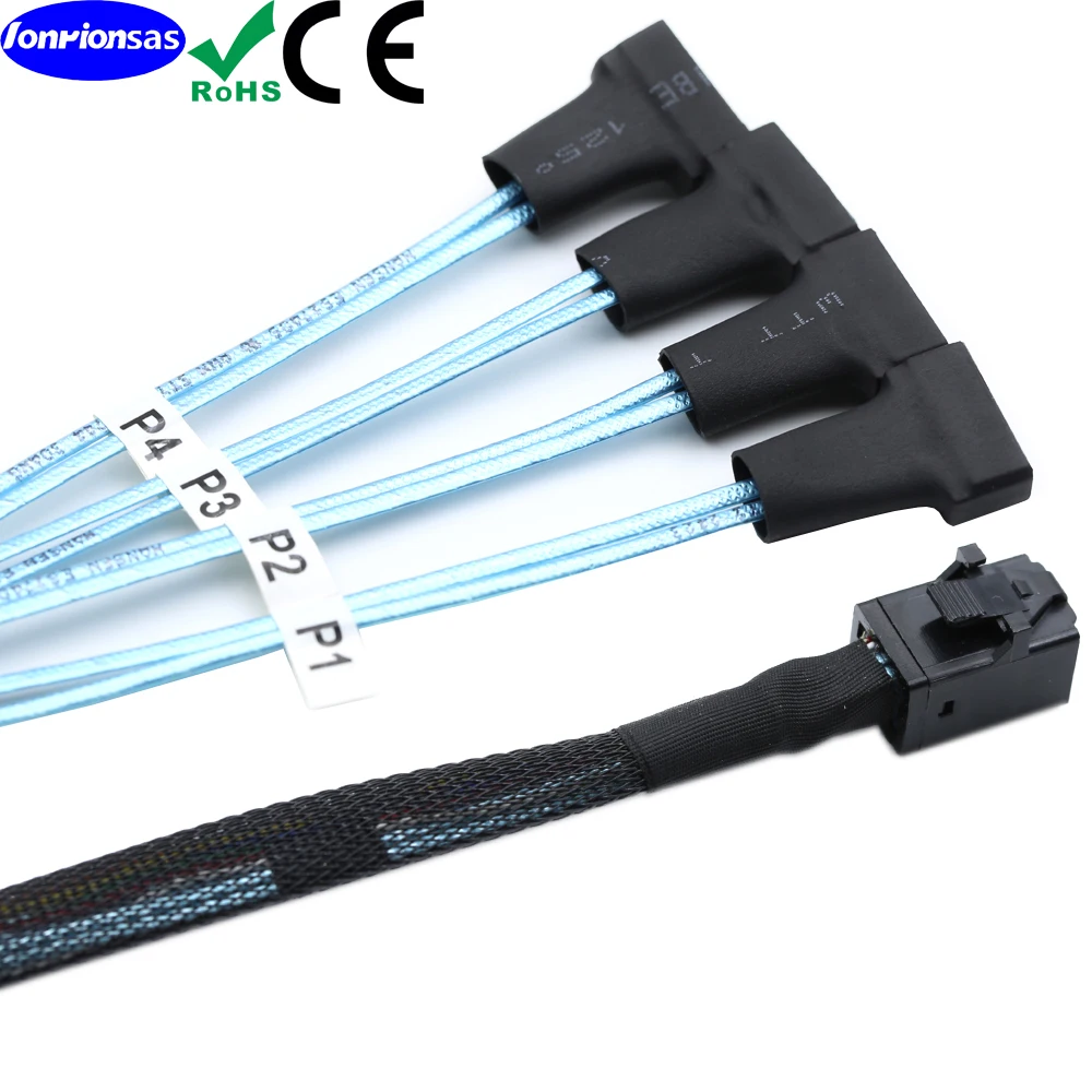 내부 미니 SAS HD SFF-8643 코드 - 4 SATA 7P 수 서버 케이블 0.5m