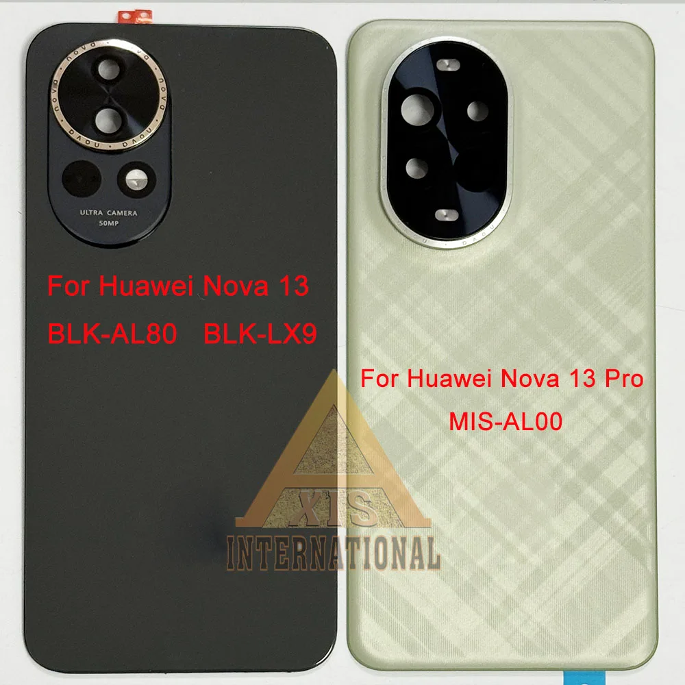 ? 화웨이 노바 13 BLK-AL80 BLK-LX9용 오리지널 후면 배터리 커버 케이스/노바 13 프로 MIS-AL00용 카메라 프레임+유리 렌즈+플래시