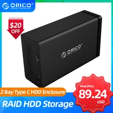 

ORICO NS Series 2 Bay 3.5'' Type C with RAID HDD Docking Station Support Max 32TB 48W Power HDD Enclosure Aluminum HDD Case