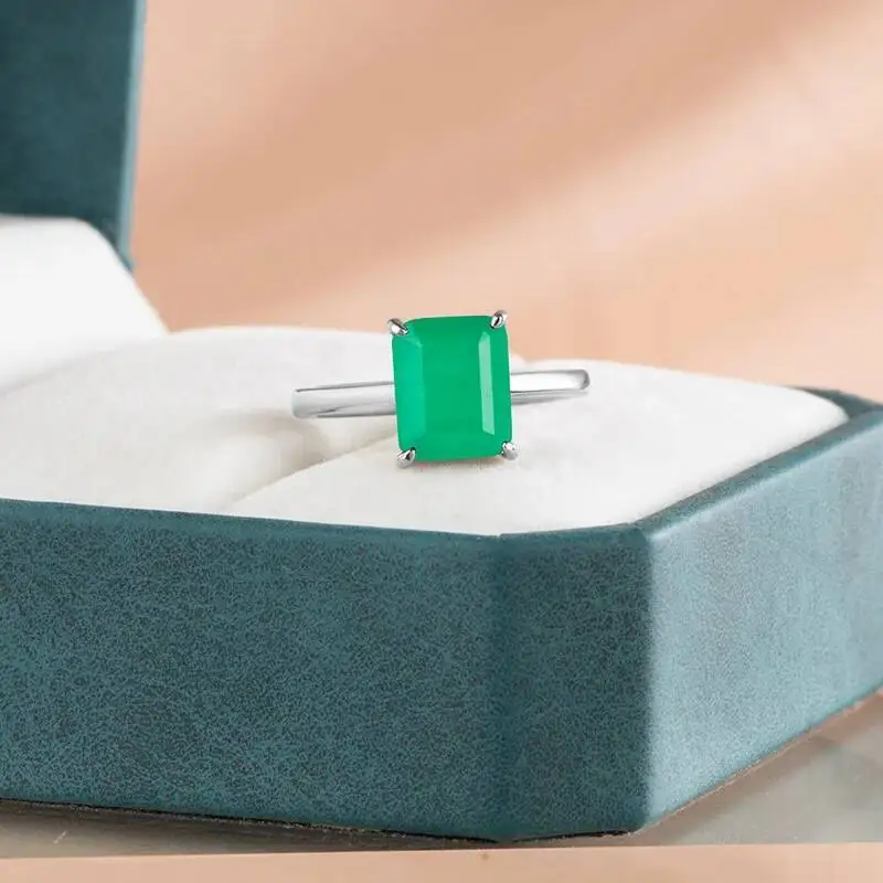 여성을위한 Cellacity 녹색 에메랄드 보석 반지 약혼 결혼식 약속 반지 925 스털링 여성 실버 파티 보석 선물