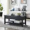 Lift Top Coffee Table with Storage Shelf, Black wood finish 3