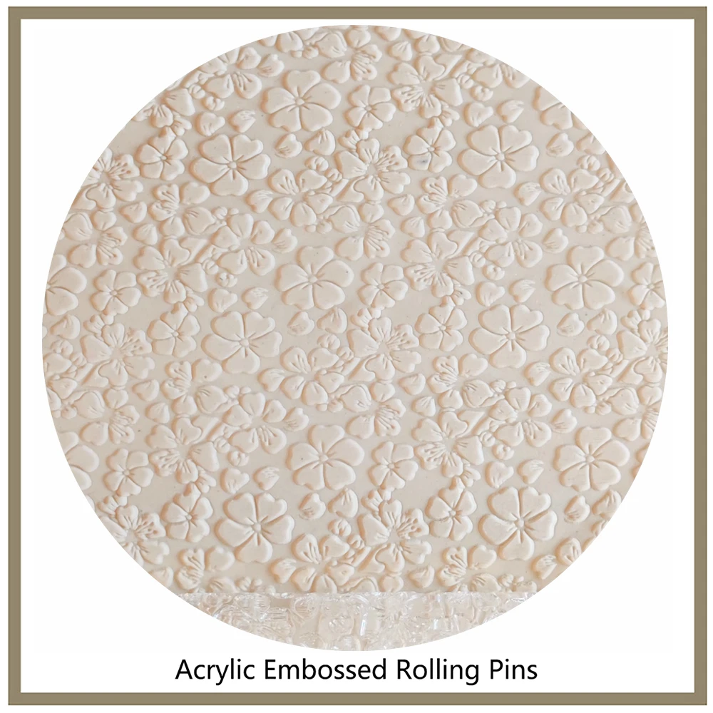 Fondant Decoration Non-stick Sugar Cookies Clay Art Projects Acrylic Embossed Rolling With Sakura Oriental Cherry Pattern