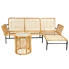 3 Pieces Outdoor Furniture Sets Table and Chairs with 3.15-inches Thick Cushion Outdoor Sofa Set Natural Yellow Wicker 4