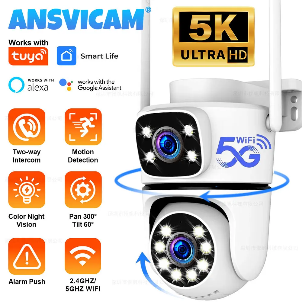 Caméra de sécurité IP extérieure ANSVICAM 5K 10MP HD Wifi PTZ 4K 5G Wifi à double objectif, compatible ONVIF, surveillance CCTV, Alexa/Google 1 Caméra de sécurité IP extérieure ANSVICAM 5K 10MP HD Wifi PTZ 4K 5G Wifi à double objectif, compatible ONVIF, surveillance CCTV, Alexa/Google 1