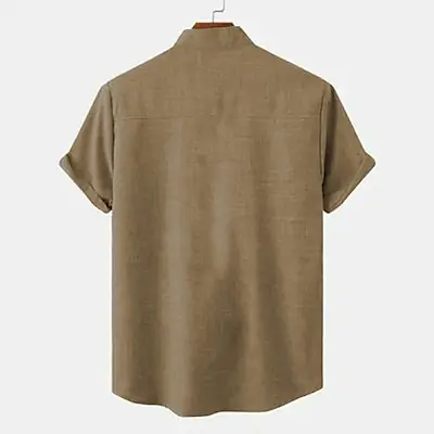Bamboo Linen Retro Ethnic Totem Print Men's Short Sleeve Shirt Hawaiian Casual Loose Lapel Men's Tops