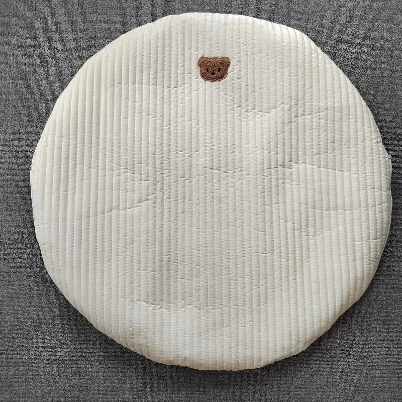 탈착식 면 곰 자수 패드 바닥 깔개,  크롤링 매트, 부드러운 지퍼, 어린이 방 놀이 매트, 85*85 라운드 카펫