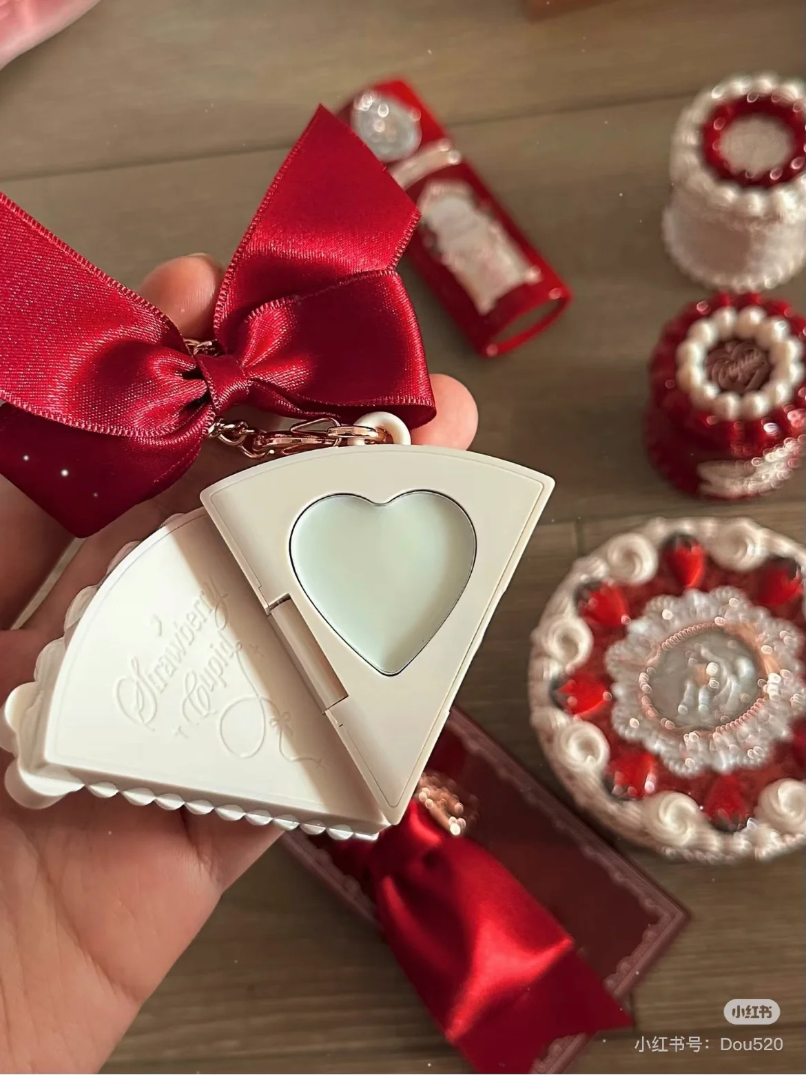 Makeup Mirror Magnifying Mirror Hand Holding Mirror Flower Know Strawberry Cupitt Mini Mirror Red Mirror Balm Pendant