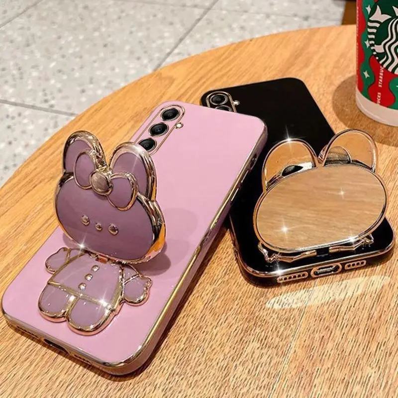 Elegant Plating Rabbit Bracket Lanyard Phone Case Cover