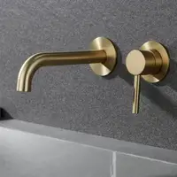สแตนเลสห้องน้ําก๊อกน้ําอ่างล้างจานอ่างล้างหน้า Matte Black gold ร้อนและเย็น Wall Mount Spout Bath พร้อมที่จับ 2