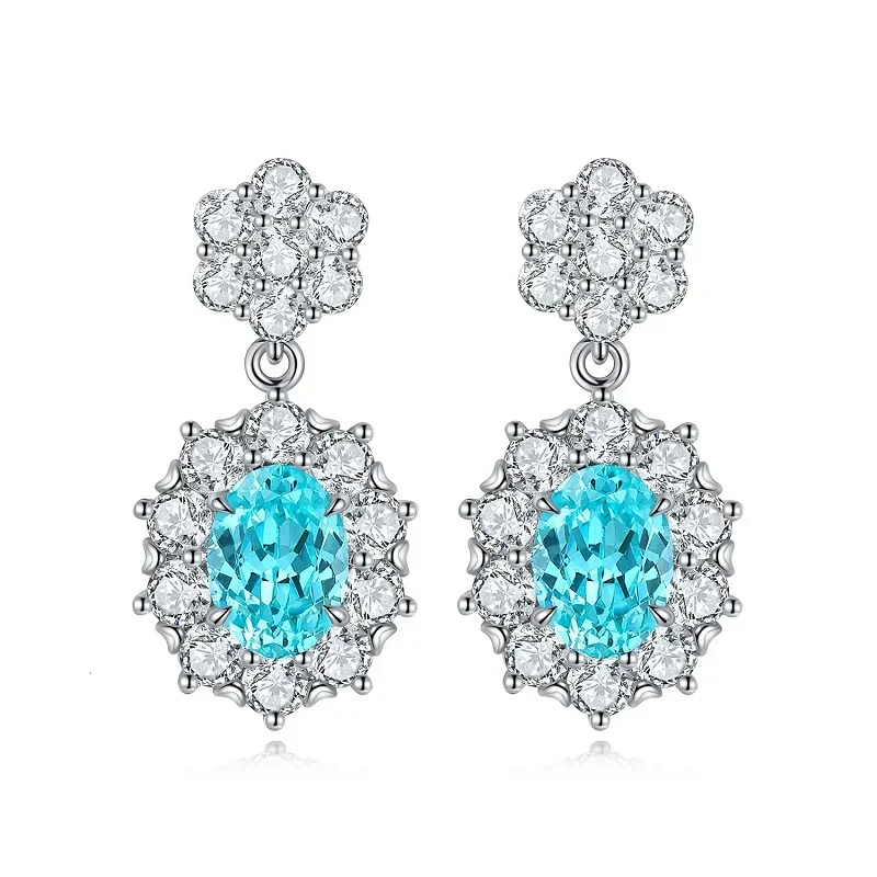 Pirmiana Hot Sale 4.42ct Lab Grown Paraiba Earrings S925 Silver Custom Jewelry for Women Free Shipping