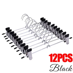 Set of 6/12 Adjustable Metal Pant Hangers with Non - Slip Clips - 30cm Clothes Organizer (12PCS Pants Clip)