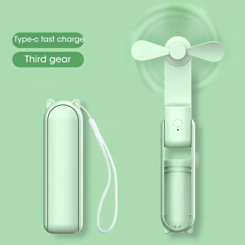Mini Ventilador Portátil Usb Recarregável Ventilador de Mesa Portátil Silencioso Dobrável Escritório Casa Acessível Power Bank Cooler Dobrável 2000mah