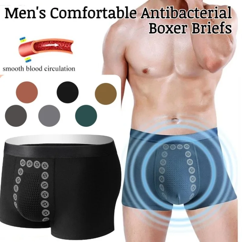 Mens Underwear Men's Boxer Shorts Non-marking Mid-waist Comfortable Anion Black Technology Massage Corner Shorts
