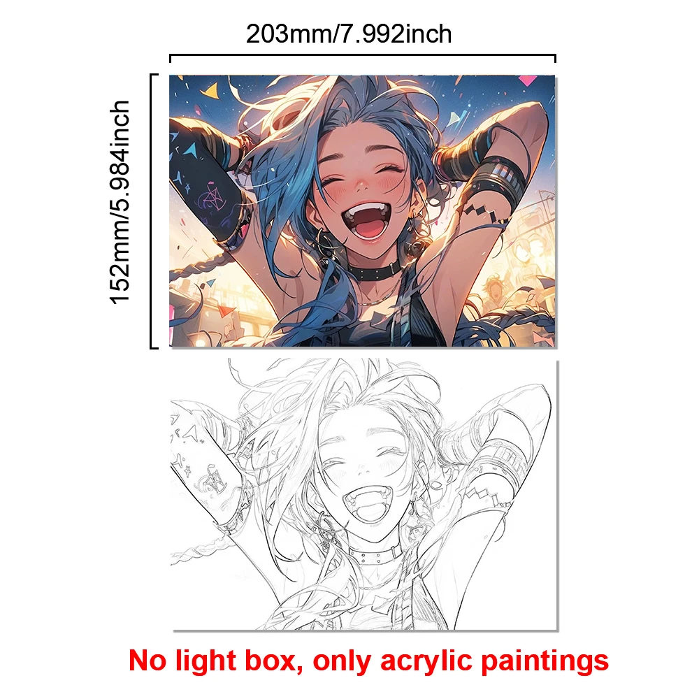 LED Illuminated Anime Frame featuring League of Legends' Jinx – Unique Bedroom Decor & Perfect Gift
