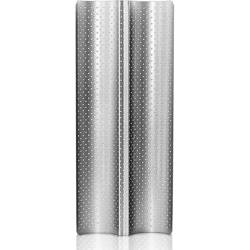 LMETJMA Nonstick Perforated French Bread Baking Pan Carbon Steel  Baguette Pan French Bread 4 Wave Loaves Loaf Bake Mold JT158