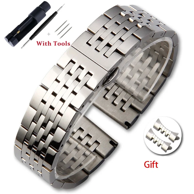 Premium Stainless Steel Watch Strap with Metal Butterfly Buckle - Waterproof Band Accessories