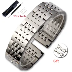 Premium Stainless Steel Watch Strap with Metal Butterfly Buckle - Waterproof Band Accessories - 22mm (Silver)