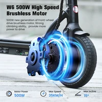 Trottinette électrique iScooter W6 10 pouces 500W pour adultes, 36V 10.5Ah, vitesse 35 km/h, application compatible, autonomie 30 km, trottinettes électriques urbaines 5