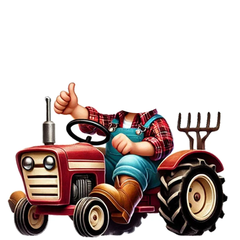 Anpassbare Geburtstags-Portrait-Traktor-Aufkleber mit Bauernhoffahrzeug-Muster und Kuchendekoration, Dekoration für Geburtstagsfeiern für Jungen und Mädchen – Detail 12