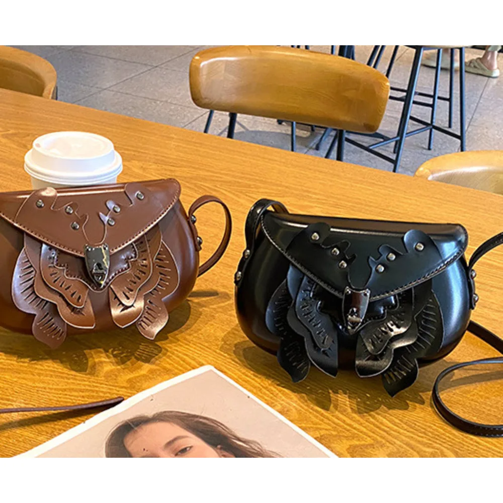 Personalized splicing pressed shell for women's summer niche design butterfly saddle mini shoulder crossbody bag_voghion.com