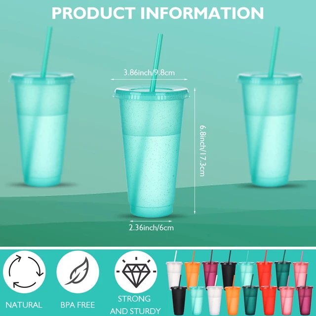 Cups with Lids and Straws - 17 oz Plastic Tumblers with Lids and Straws Bulk, Kids Cups with Straws and Lids for Girls Boys Party Smoothie, Reusable