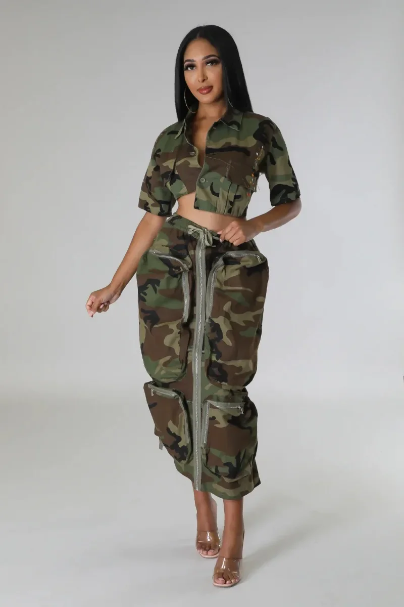 Camouflage Cargo Skirts Women Fashion Elastic High Waist Multi 3D Pockets Zipper Maxi Skirt Casual Streetwear Bottoms Vestidos financial management a6 budget ring binders set habit cultivation money saving budget binder planner multi pockets spiral binder