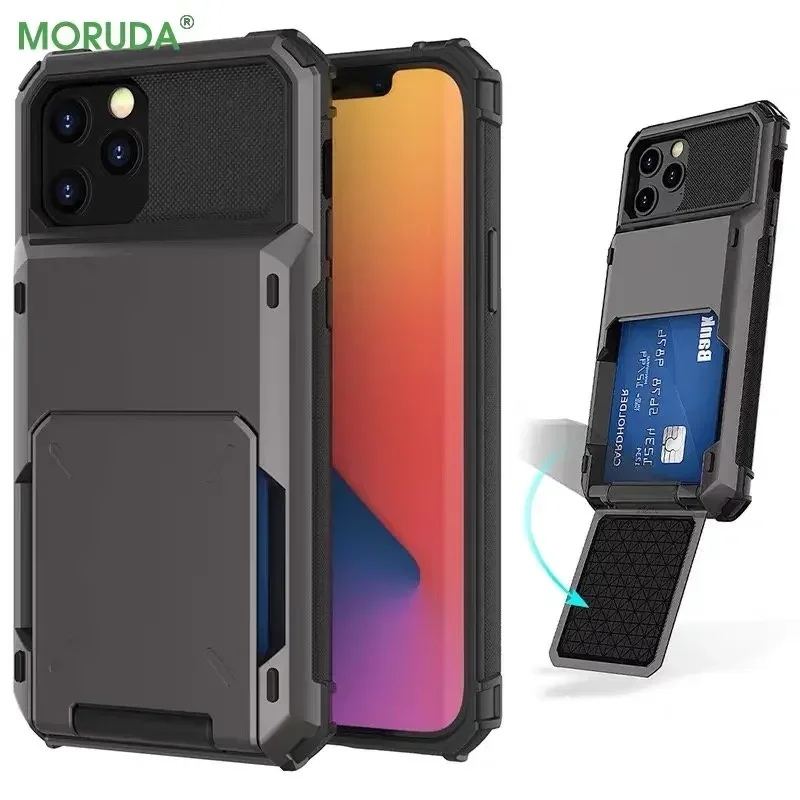 Luxury Flip Card Holder Armor Phone Case with Shockproof Plating Cover