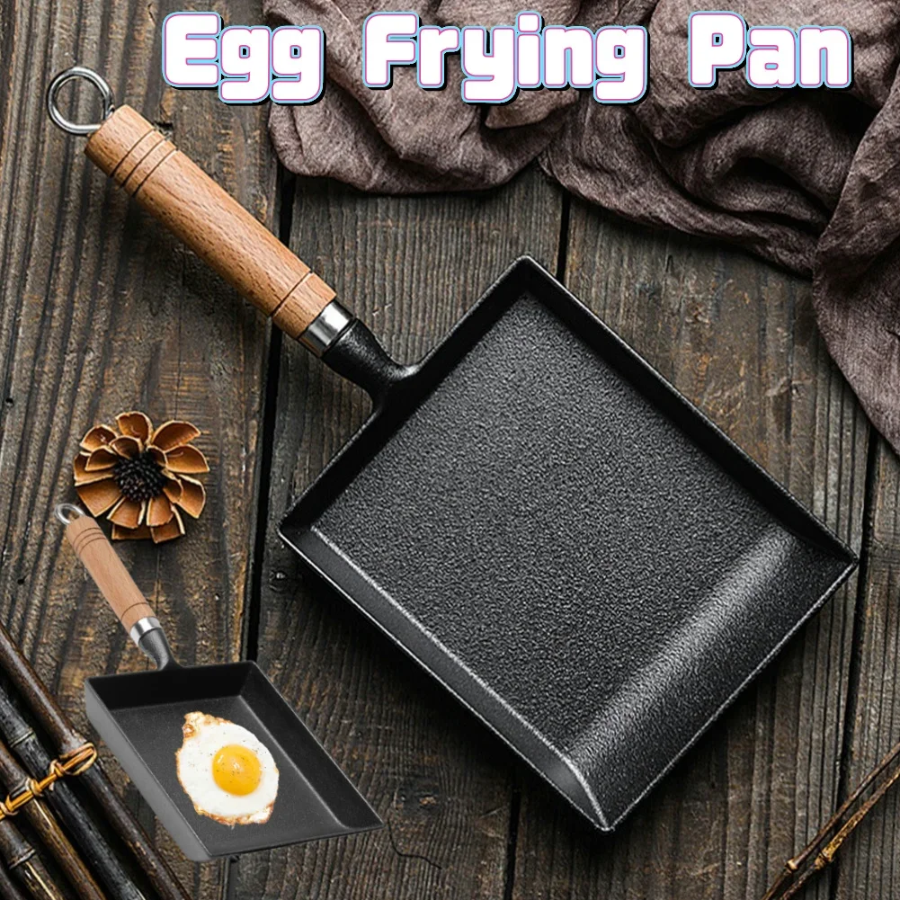 Japanese Cast Iron Egg Frying Pan Non-Stick Omelette Pan Rectangle Mini Egg Frying Pan Thickened Omelette Tamagoyaki Frying Pan