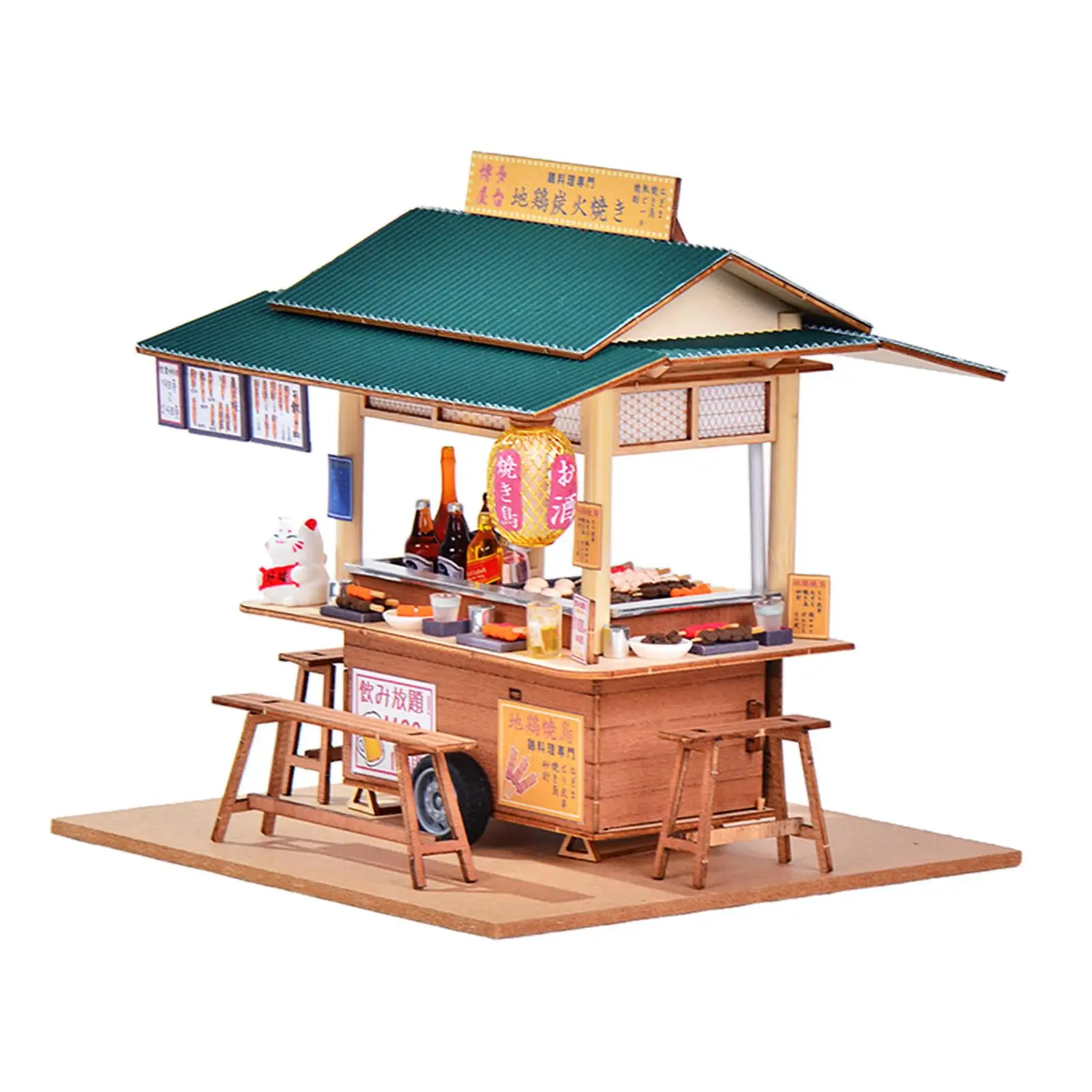 

Shop Mold Street Food Stall Toy Dollhouse Kits Wooden Display Assembled Toy