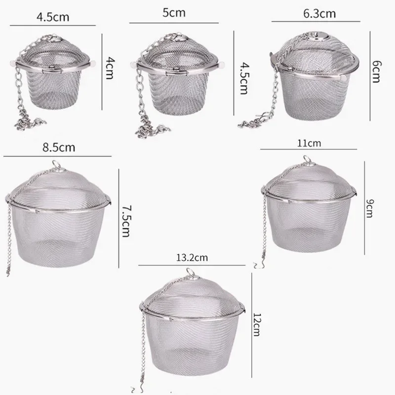 Bola Infusora De Acero Inoxidable Para Especias Y Té, Con Cadena, Tamaños Múltiples (Grande 6.5cm, Pequeño 4.5cm), Colador De Cocina Reutilizable