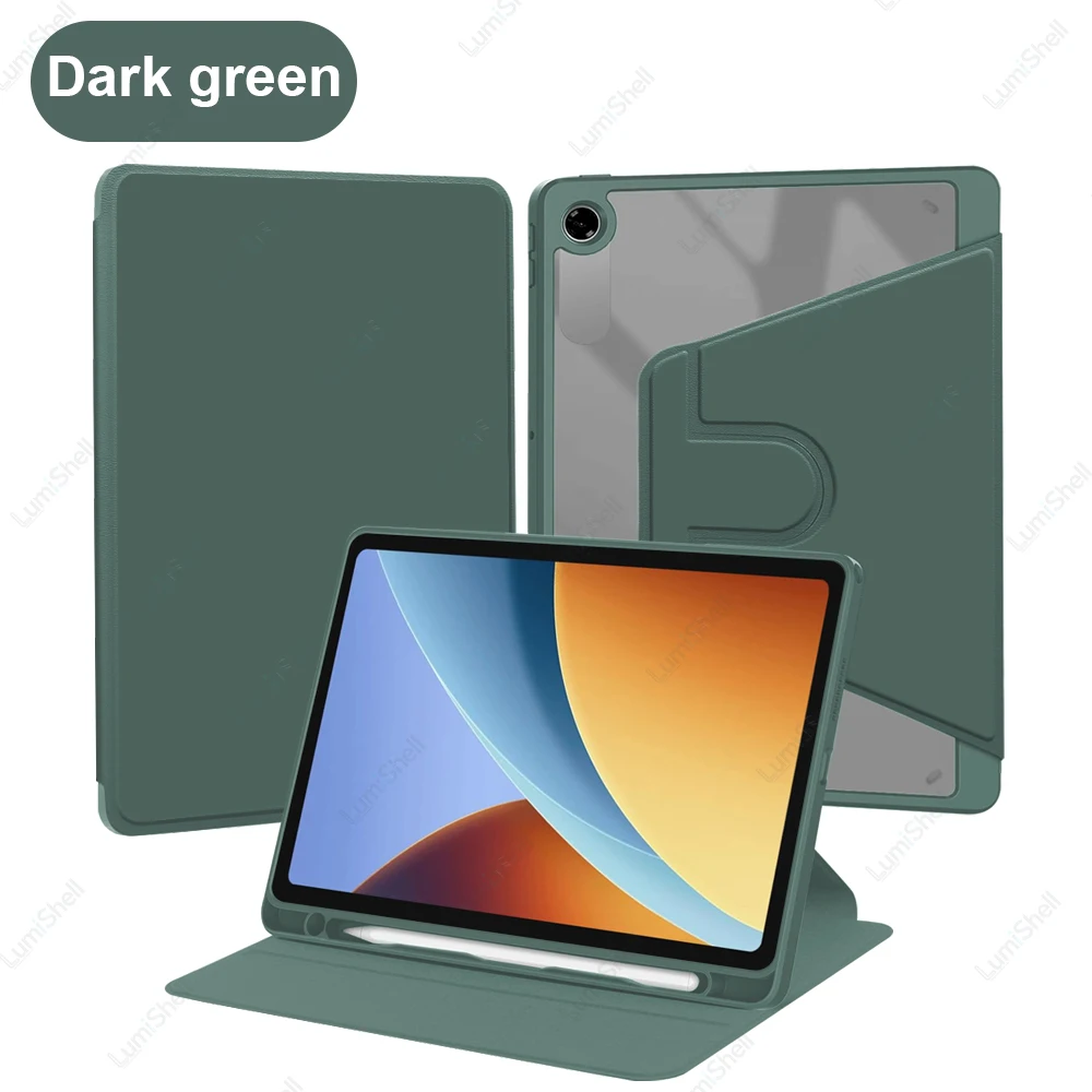 360° Rotating Stand Case with Pencil Holder and Auto Sleep/Wake - Acrylic Clear Cover