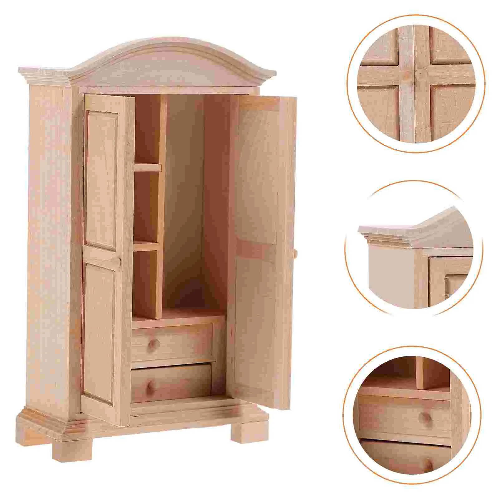 

Вешалки для одежды, миниатюрный деревянный шкаф для кукольного домика, модель мебели с двумя дверцами в масштабе 1:12