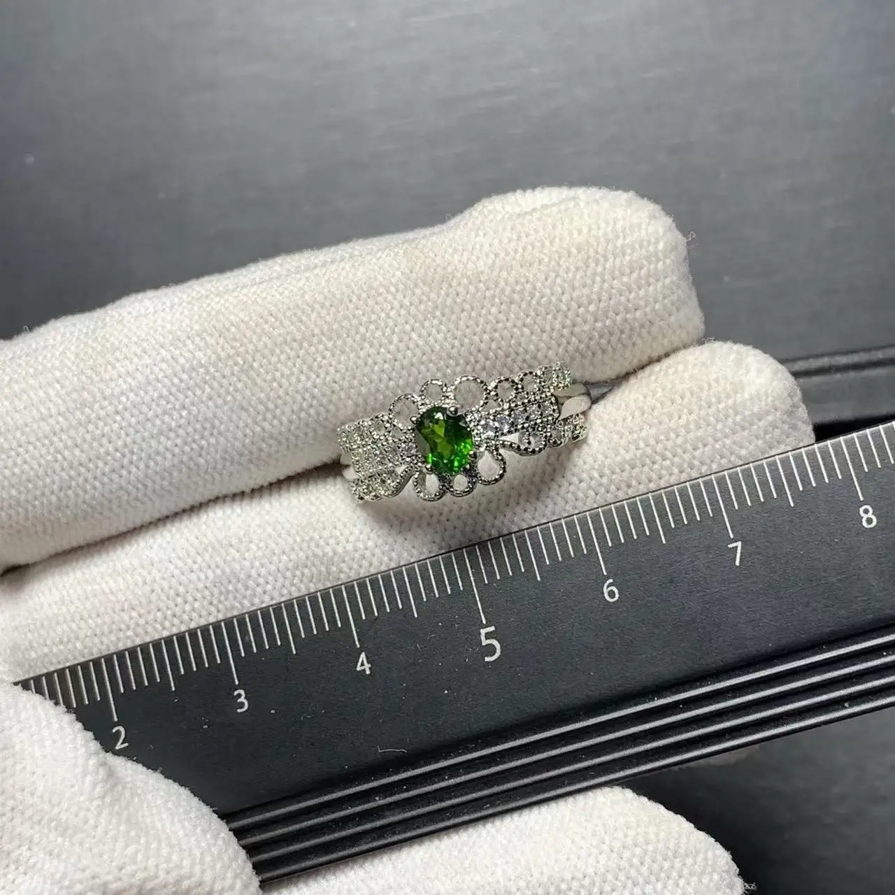 MM Natural Diopside Ring Adjustable Female Ring Jewelry for Women Gift Wholesale High Quality Vintage Fine
