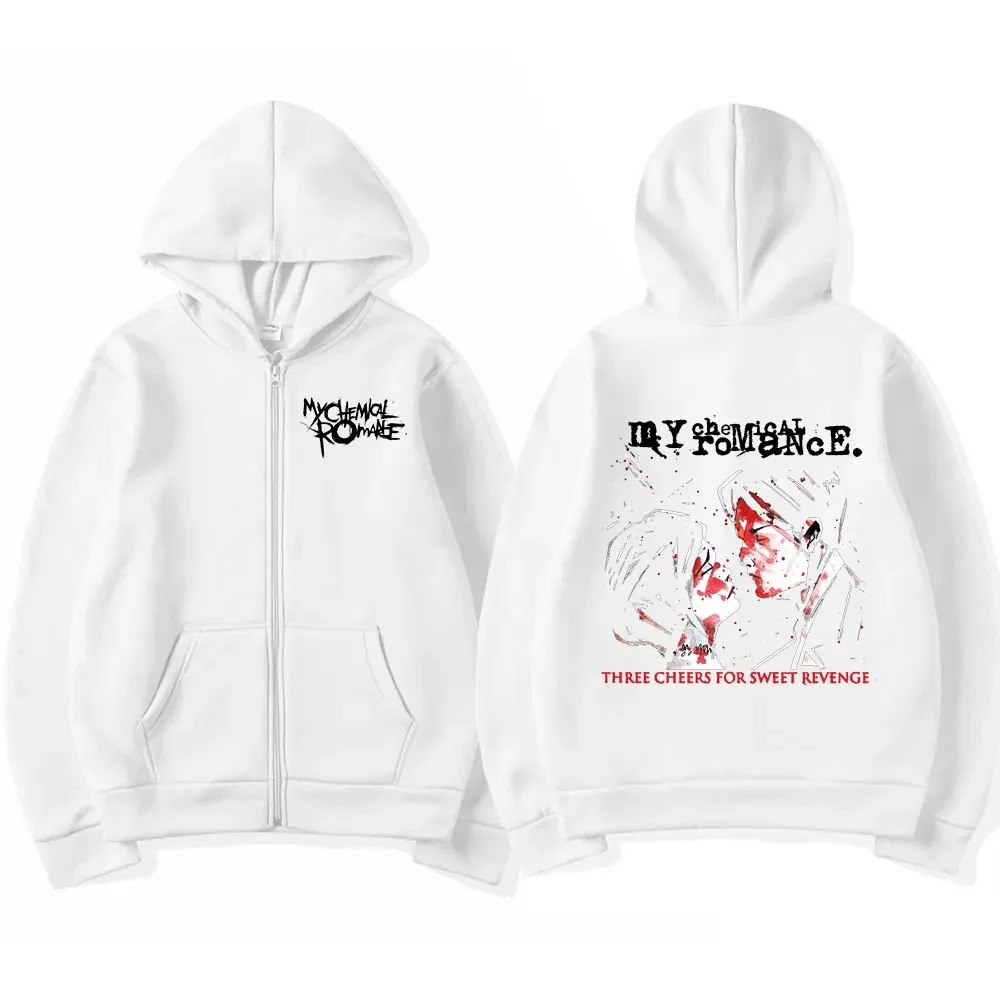 Rock Band My Chemical Romance Mcr Dead Zipper Hoodie Men's Black Parade Punk Emo Zip Up Sweatshirt Coat  Vintage Hip Hop Jacket