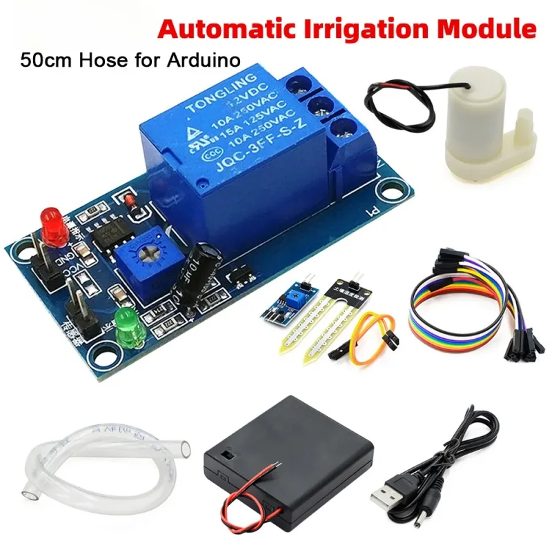 

Automatic Irrigation Module DIY Kit Watering System Kit Soil Moisture Sensor Relay Module Mini Water Pump 50cm Hose for Arduino