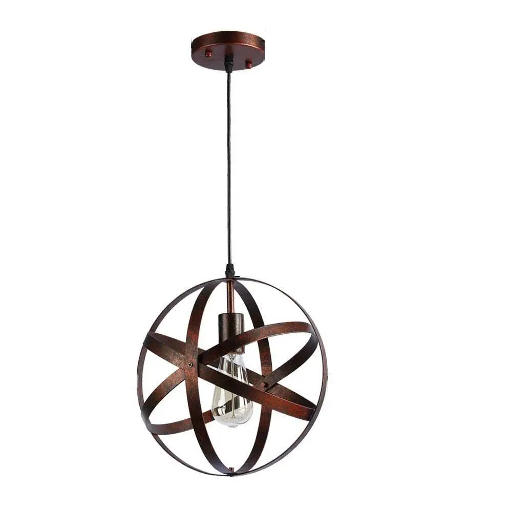 

ZK50 New Retro Creative Black Rust Round Iron Chandelier Interior Decoration Lighting Fixture Diameter 30cm E27 Without Bulb