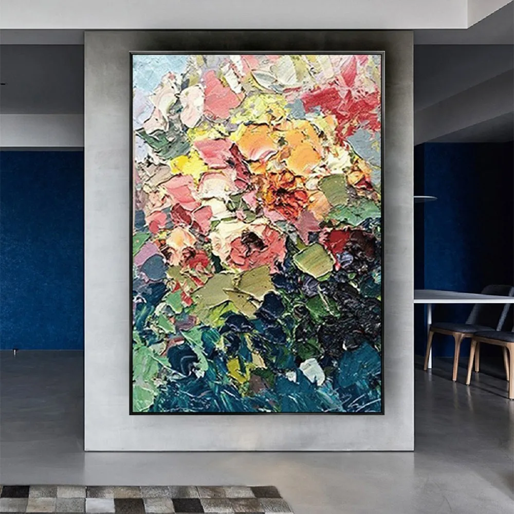 

100% Hand-Painted Oil Painting On Canvas 3d Palette Knife Flower Picture Decor Living Room Nordic Pastoral Abstract Hall Mural