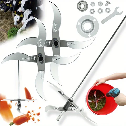 Multi-functional grass cutting blade set, stainless steel vegetable cutting tool blades, rust-resistant blades for farming/home gardening.
