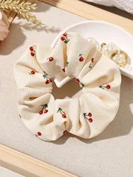 Cherry Kawaii Women's High - Elastic Hair Scrunchie - Cute & Versatile Fashion Accessory (A)